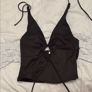 Abercrombie Black Halter Top with Cutout Detail